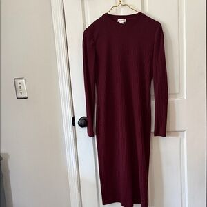 Calvin Klein Burgundy Long Sleeve Dress